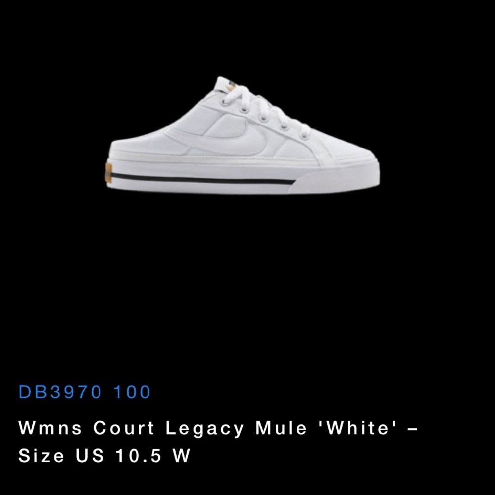 Women’s Court Legacy Mule 'White' – Size US 10.5 W